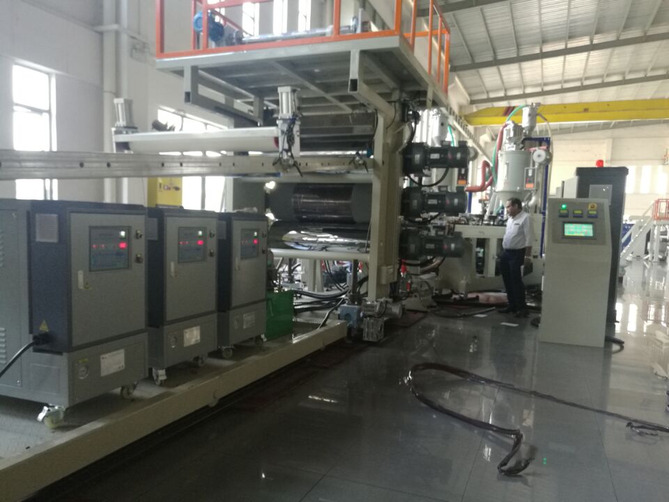  Safary company inspects their 3rd PC luggage sheet machine in our factory 